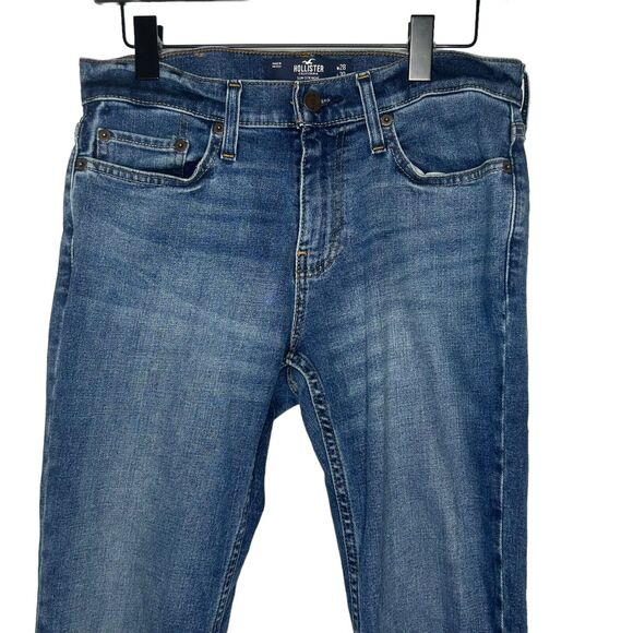 HOLLISTER Mens Epic Flex Blue Jeans 28 W x 30 L Slim Straight Leg Denim - Picture 4 of 9
